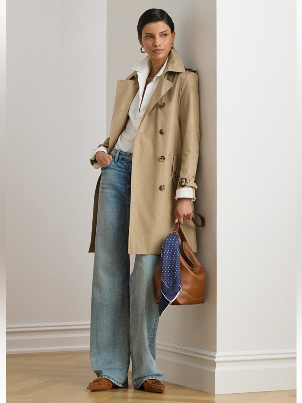 Ralph Lauren Double-Breasted Cotton-Blend
Trench Coat